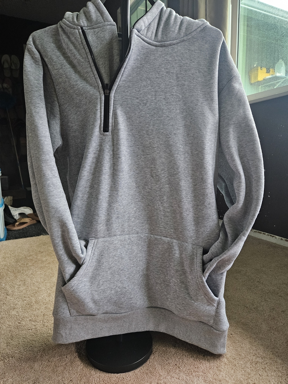 Heather Gray Half-Zip Hoodie Sweatshirt